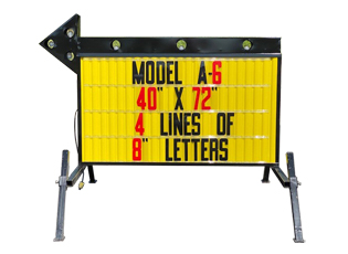 Portable Flashing Arrow Sign Double Sided With Black Cabinet and Yellow Face Model A-6
