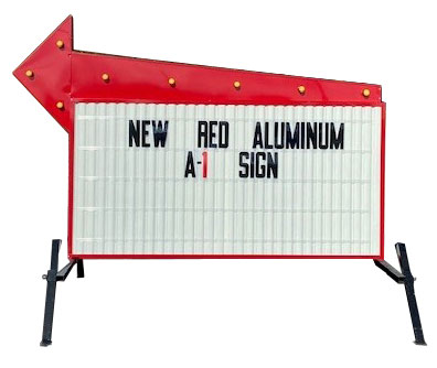 Portable Flashing Arrow Roadside Sign Red Aluminum with White Face Model A-1